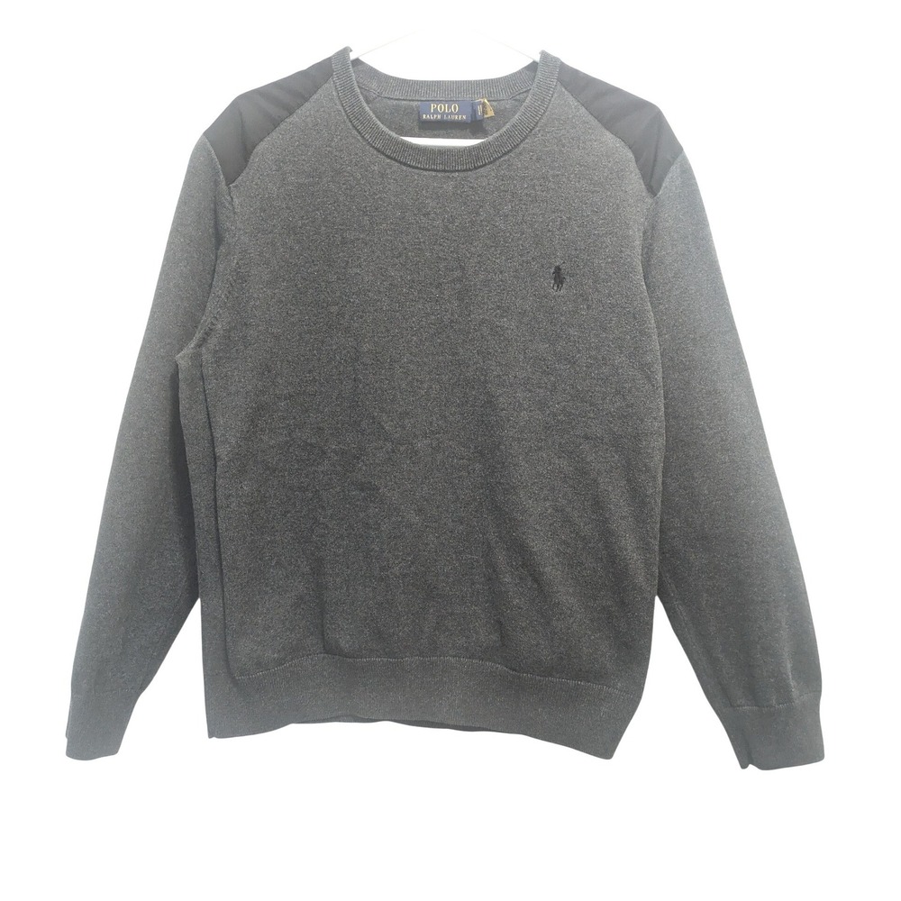 Polo Ralph Lauren Men's Large Crew Neck Sweater Dark‎ Gray Long Sleeve Logo